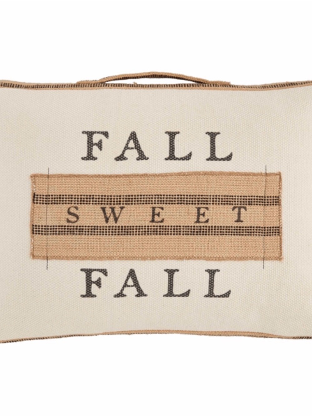 NWT Mud Pie Neutral Cream and Brown 'Fall Sweet Fall' Accent Pillow - 20x16